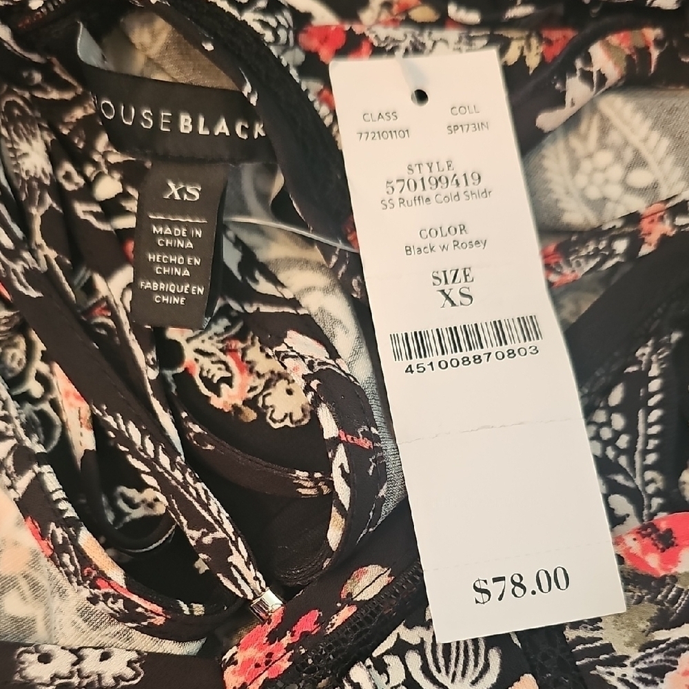 WHBM Floral Black and White Women's Top - Picture 5 of 7